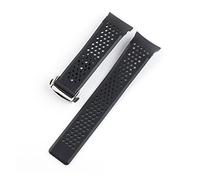 NLNKDTDPAK Dispositif de silicone en caoutchouc de 20 mm 22mm for la montre intelligente Fit for Samsung Watch 3 Galaxy étanche Bracelet d'extrémité courbe courbe noir 41mm 45mm(Silver buckle,22mm)