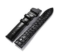 NLNKDTDPAK Matériau en cuir Matériau doux Matériau de montre Bracelet poignet 12mm-24mm for boucle de papillon double appuie en acier inoxydable(Back-Black,22mm)