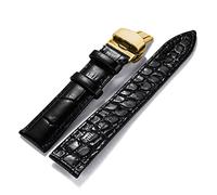 NLNKDTDPAK Matériau en cuir Matériau doux Matériau de montre Bracelet poignet 12mm-24mm for boucle de papillon double appuie en acier inoxydable(Back-Golden,18mm)