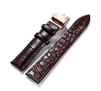 NLNKDTDPAK Matériau en cuir Matériau doux Matériau de montre Bracelet poignet 12mm-24mm for boucle de papillon double appuie en acier inoxydable(Brown-RG,18mm)
