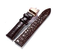 NLNKDTDPAK Matériau en cuir Matériau doux Matériau de montre Bracelet poignet 12mm-24mm for boucle de papillon double appuie en acier inoxydable(Brown-RG,19mm)