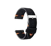NLNKDTDPAK Regarder la sangle en cuir suède cuir 18mm 20mm 22mm de montre noir hommes femmes regardent la courroie accessoires for la main Kzsd03(Black-Orange Line,20mm)