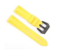 NLNKDTDPAK Sangle de montre en silicone de silicone imperméable de 20mm 22mm22mm 24mm Acier inoxydable Argent Black Boucle de rechange Ajustement de remplacement for Panerai(Yellow-black buckle,20mm)