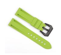 NLNKDTDPAK Sangle de montre en silicone de silicone imperméable de 20mm 22mm22mm 24mm Acier inoxydable Argent Black Boucle de rechange Ajustement de remplacement for Panerai(Green-black buckle,22mm)