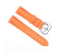 NLNKDTDPAK Sangle de montre en silicone de silicone imperméable de 20mm 22mm22mm 24mm Acier inoxydable Argent Black Boucle de rechange Ajustement de remplacement for Panerai(Orange-silver buckle,20mm)