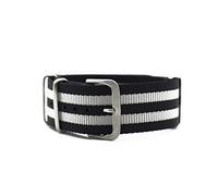 NLNKDTDPAK Sangle de montre Nylon de style NYLON 22mm de style NYT de 20 mm for James Bond 007 Military Casual Watchband Armée Sport Strap Remplacer(Black white,20mm)