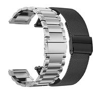NLNKDTDPAK Sangles en acier inoxydable Déplacez 3 ForRunner 245 645 Music Smart Watch Band Band 2 0mm 3 Correa Fit for Garmin Venu SQ Fit for Vivoactive(Silver steel black)