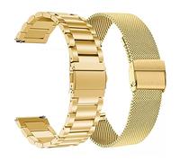 NLNKDTDPAK Sangles en acier inoxydable Déplacez 3 ForRunner 245 645 Music Smart Watch Band Band 2 0mm 3 Correa Fit for Garmin Venu SQ Fit for Vivoactive(Gold 2pcs)