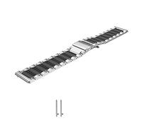 NLNKDTDPAK Sangles en acier inoxydable Déplacez 3 ForRunner 245 645 Music Smart Watch Band Band 2 0mm 3 Correa Fit for Garmin Venu SQ Fit for Vivoactive(Silver black steel)