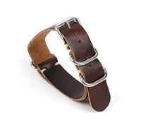 NLNKDTDPAK Strap en cuir NATO Zulu Watchband 20mm 22mm points for la main Points for poignet Bracelet Bracelet Bague en acier Buckle Montres Remplacement(Coffee,22mm)
