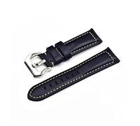 NLNKDTDPAK Vintage Huile Cire En Cuir Bracelet Bleu Bracelet 18mm 20mm 22mm Silver Buckle Montre Accessoires, Ajustement approprié for Penahai Fossil(Black A,24mm)