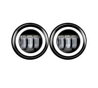 NLNPFGHVZY Ensemble De Phare Pour FLHTCU FLSTC FLHRC 2X 4,5 Pouces LED Feux De Brouillard Projecteur Auxiliaire Moto Phare Croisement Lampes Avec DRL Optique De Moto Ronde(2pcs black)