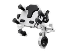 NLNPFGHVZY Porte Telephone Moto Support De Téléphone Universel en Alliage pour Moto Réglable À 360° Absorption des Chocs Mobile pour Navigation pour Vélo Support Téléphone Vélo(H66 Silvery)