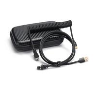 NLOFIN Câble spiralé USB C pour clavier de jeu, câble USB C mécanique à double manchon avec aviateur en métal amovible, USB-C vers USB-A, convient pour claviers/tablettes de jeu (noir)