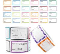 NLONLL 1500 Pièces Etiquettes Autocollantes Bocaux Étiquettes de Congélation en Rouleau Étiquettes Confitures 25 x 40 mm Étiquettes Imprimée avec Date Alimentaires Amovibles Étiquettes Faciles Écrire