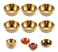NLONLL 6 Pièces Coupelles Rondes Coupelle Dessert Petit Bol Salade Metal Pot a Sauce Mini Bols Ronds en Acier Inoxydable Coupelles à Trempette pour Assaisonnement Sushis Fruits Desserts (Or)
