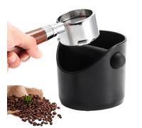 NLONLL Boite à Café Knock Box Noir Espresso Knock Box Réutilisable Coffee Knock Box Poubelle à Expresso Pot Bac à Marc de Café avec Barre de Frappe Amovible pour Coffee Machine (10x10x11cm)