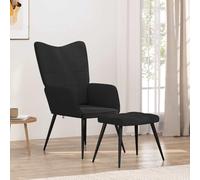 NLQMSU Chaise de Relaxation avec Tabouret Noir Tissu, Fauteuil Confortable | Tissu doux, mousse rembourrée, cadre acier stable, 110 kg par siège, design moderne, duo assise et repose-pieds