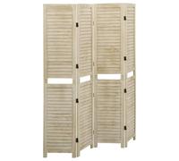 NLQMSU Cloison De Séparation 4 Panneaux 140x165 cm Bois De Paulownia | Paravent rétro pliable, écran d'intimité sur pied, ventilation intégrée, fixation murale fournie, chambre ou salon