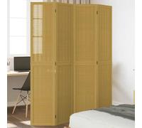 NLQMSU Cloison de Séparation 4 Panneaux Marron Bois Paulownia Massif | Paravent pliable, lattes bambou naturel, charnières métalliques, usage intérieur, chambre salon bureau