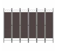 NLQMSU Cloison de Séparation 6 Panneaux Marron 240x180 cm Paravent Pliable | Cadre fer enduit poudre, écrans tissu, design circulaire, autoportant, pliable, usage intérieur