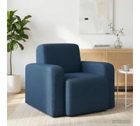 NLQMSU Fauteuil Bleu Tissu avec Cadre en Bois d'Ingénierie pour Salon | Design moderne, dossier incurvé, accoudoirs polyester, entretien facile, usage quotidien
