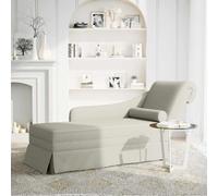 NLQMSU Fauteuil Long Crème Velours avec Traversin et Accoudoir Droit | Chaise longue, tissu velours doux, mousse haute résilience, traversins inclus, usage salon chambre bureau