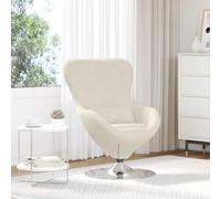 NLQMSU Fauteuil Oeuf Velours Crème Pivotant 360° pour Salon | Velours doux, assise moelleuse, accoudoirs confortables, entretien facile, style chic, cocon relaxant