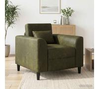 NLQMSU Fauteuil Vert Armée Simili Daim pour Chambre et Salon | Accoudoirs larges et courbés,cadre contreplaqué brun foncé,coussin mousse,usage quotidien,décor contemporain