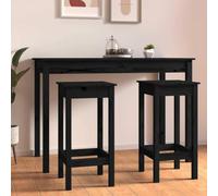 NLQMSU Lot de 2 Chaises de Bar en Bois de Pin Solide, Noir, 40x40x78 cm, | Bois de pin robuste, style rustique, gain de place sous comptoir, charge maximale 110 kg, montage facile avec notice