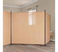 NLQMSU Paravent 4 Panneaux Beige 525x180 cm Tissu Polyester Fer Pliable | Écran semi-opaque, cadre fer enduit, pliage facile, base stable, entretien simple, séparateur moderne, chambre salon