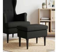 NLQMSU Pouf Noir 55 x 35 x 41 cm Tissu et Bois d'Hévéa | Repose-pieds,tabouret,siège d'appoint,coussin mousse,fermeture éclair,110 kg,chambre,salon