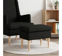 NLQMSU Pouf Noir 55 x 35 x 41 cm Tissu | Repose-pieds et siège d'appoint, cadre bois de caoutchouc, rembourrage mousse, pieds effilés, housse déhoussable
