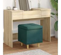 NLQMSU Pouf Ottoman Rangement avec Coussin Vert Foncé 40 x 40 x 45 cm Tissu | Assise confortable, coffre intérieur spacieux, pieds bois stable, entretien par aspiration, design capitonné chic, pour