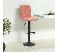 NLQMSU Tabouret de Bar Velours Rose avec Repose-Pieds et Levage à Gaz | Velours doux, piètement acier thermolaqué, hauteur réglable, capacité 110 kg, notice incluse