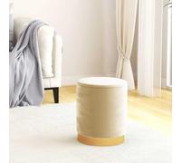 NLQMSU Tabouret de Rangement Rond Velours Abricot 31 x 37 cm | Velours doux, couvercle intégré, base en fer, format compact, couloir, salon