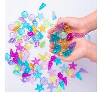 NLR [94pièces 500g] Ensemble de Gems en Coquillage/Conque/Étoile de Mer Acrylique Coloré, Vacances à la Plage|Plongée Piscine|Chasse au Trésor|Petit Cadeau de Fête Sirène|Jouets de Bain|Aquariums