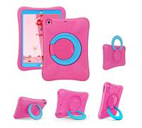 NLR Enfants Étui pour iPad | Support stable multidirectionnel | Compatible avec l’iPad 10,2 pouces 2021/2020/2019 (9e/8e/7e génération) (Rose+Bleu)