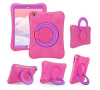 NLR Enfants Étui pour iPad | Support Stable multidirectionnel | Compatible avec l’iPad 10,2 Pouces 2021/2020/2019 (9e/8e/7e génération) (Rose+Pourpre)
