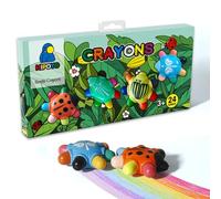 NLR FUN Craies de coléoptère portables avec 24 couleurs et gommes, crayons de couleur non toxiques et lavables pour enfants, crayons de couleur adhérents incassables, kits d'art de voyage, prix cadeau