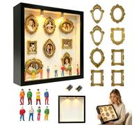 NlsqEU Boîte de silhouettes de musée DIY avec LED, mini cadre photo vintage, mini cadre photo de musée avec cadre doré et personnes, avec lumière pour décoration d'intérieur, cadeau significatif pour