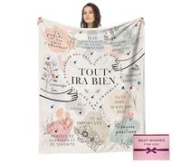 NlsqEU Cadeau de Rétablissement, Plaid Couverture pour Femmes Hommes Enfants, Cadeau pour Malades Couverture Flanelle Cadeaux Inspirants 59 * 51 Pouces (Français)