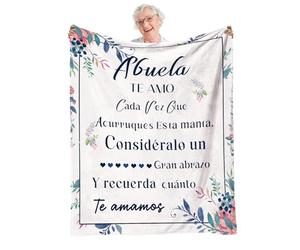 NlsqEU Cadeau pour Mamie, Plaid Couverture Mamie, Cadeau Anniversaire Mamie Flanelle Cadeaux de Fête des Mères Cadeaux de Noël Cadeaux pour Mamie 59 * 51 Pouces (Espagnol)