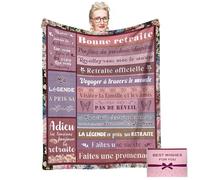 NlsqEU Cadeaux de Retraite, Plaid Couverture de Cadeaux de Retraite, Ccadeaux pour Les Femmes et Les Hommes à la Retraite Flanelle Couverture Cadeaux de Retraite Heureux 59 * 51 Pouces (Français)