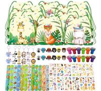 NlsqEU Ensemble de sacs de fête d'anniversaire pour enfants spatiaux, Sacs Cadeaux, Carnet, Tampons, Porte Clef, Slap Bracelets, DIY Stickers, jouet pour anniversaire d'enfant, décoration spatiale