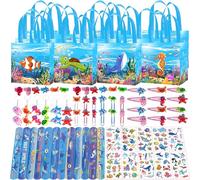 NlsqEU Petit cadeau de fête d'animaux marins, monde sous-marin pour anniversaire d'enfant, sacs cadeaux, bracelet à clip, porte-clés, anneau, tatouages, pinces à cheveux, marque-pages, piñata