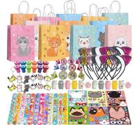NlsqEU Pinata Chat Fournitures de Fête D'anniversaire Chats Sacs Cadeaux, Porte Clef, Cerceau De Cheveux, Tampons, Slap Bracelets, Stickers, Toupie Enfants Faveurs Fête