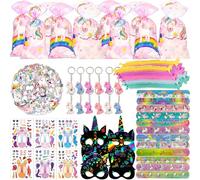 NlsqEU Sac cadeau, masque, porte-clés, bracelet silicone, bracelet boucle, autocollant DIY, thème licorne, accessoires fête