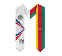 NLWQEKV Assyrie, Cameroun, drapeau camerounais, étole, écharpe, châle de remise de diplômes, décoration pour étudiant à l'étranger, cours international