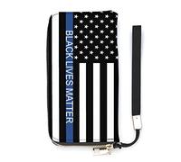 NLWQEKV Black Lives Matter USA Support Flag Portefeuille en Cuir Grande capacité, Pochette pour téléphone, Porte-Cartes de crédit avec dragonne pour Homme et Femme